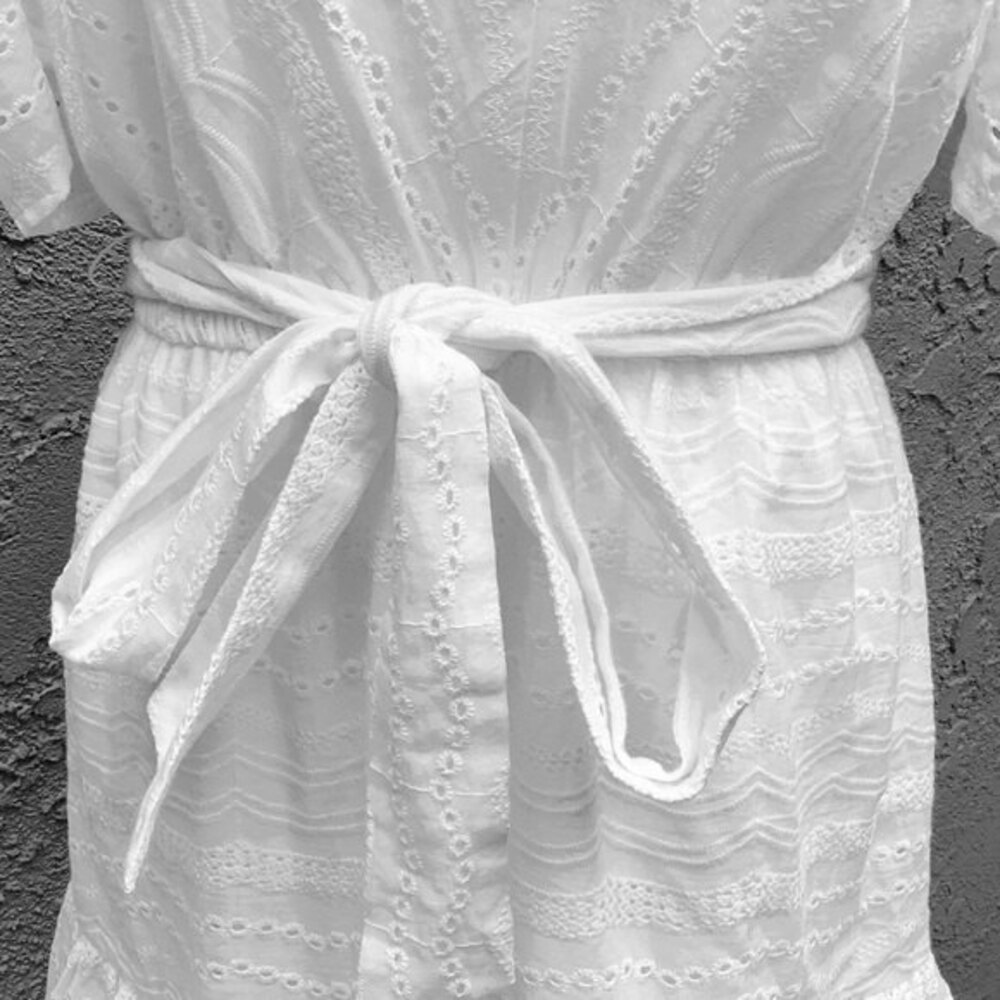 Flying Tomato|Love Colette Balloon Short Sleeve White Eyelet Mini Dress, Small - Picture 3 of 10